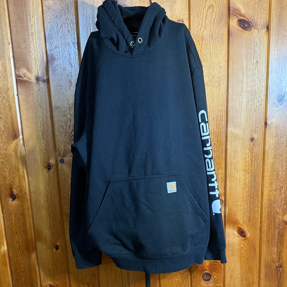 Carhartt Black Men's Pullover Hoodie size 2XL black and white hoodie loose fit